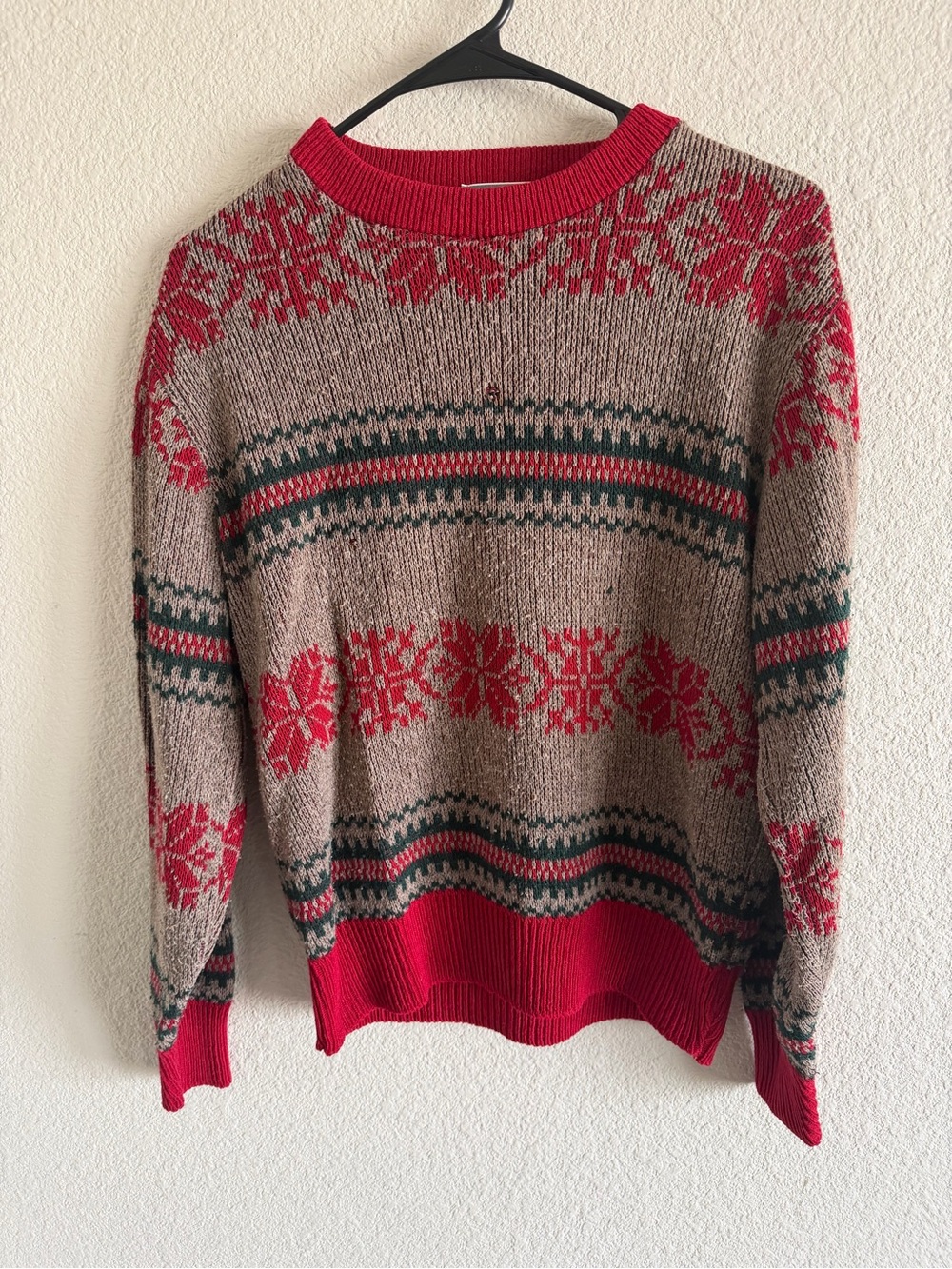 Vintage Reverse Red & Brown Fair Isle Crewneck Sweater